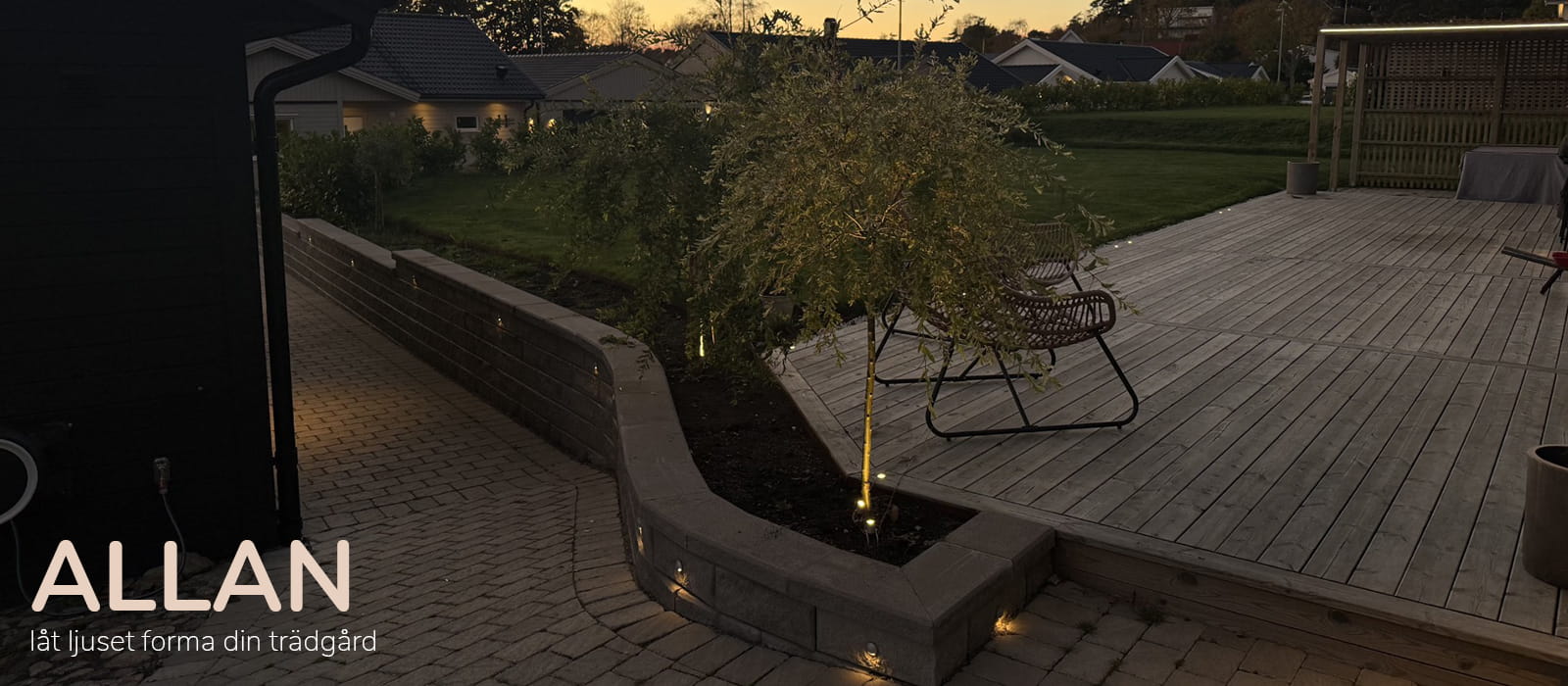 Bild på altan med belysning